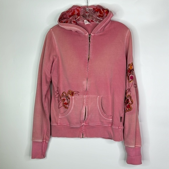 Prana Pink Full Zip Hooded Sweatshirt Size Large - Picture 1 of 9